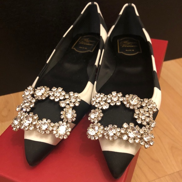 Roger Vivier Crystal Embellished Striped Flats - Picture 13 of 14